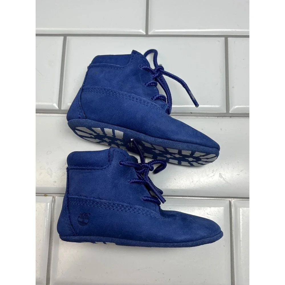 Timberland Crib Bootie Infant 2 Bright Blue Excellent 50th Edition Nubuck